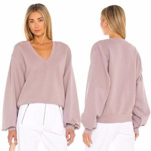 Agolde V-Neck Cotton Sweatshirt Balloon Sleeves Medium